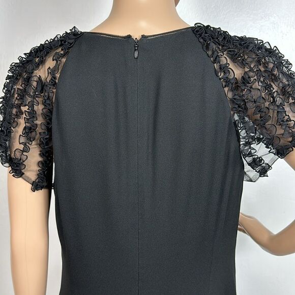 Rena Lange Black Lace Short Sleeve Button Closure Dress Size M - Picture 4 of 10